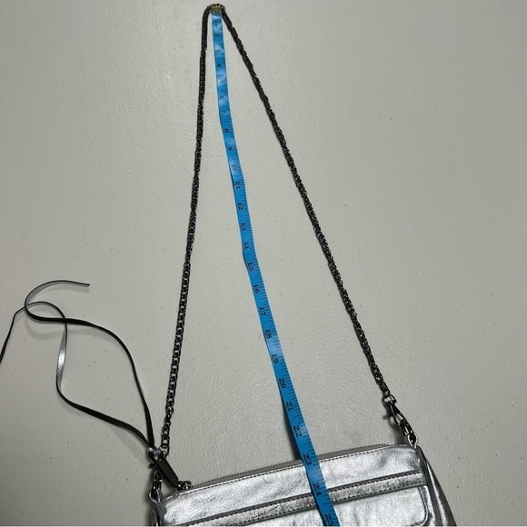 REBECCA Minkoff Mini Mac Metallic Silver Distressed Leather Chain Crossbody Bag - Picture 16 of 16